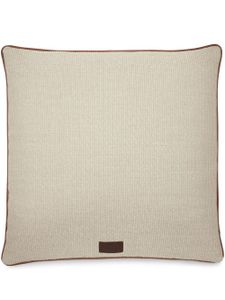 Brunello Cucinelli coussin en coton mélangé à patch logo - Blanc