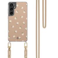 Samsung Galaxy S24 FE hoesje met beige koord - Sweet daisies