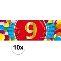 10x 9 Jaar leeftijd stickers verjaardag versiering   -