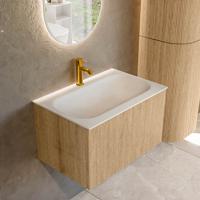 Badmeubel Mondiaz Kurve | 70 cm | Meubelkleur Oak | Wastafelkleur Talc | Midden spoelbak | 1 kraangat