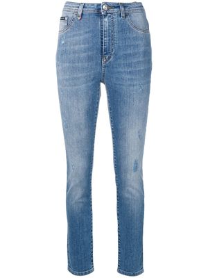 Philipp Plein jean skinny à taille haute - Bleu