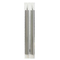 Led dinerkaarsen - 2x st - zilver - 24,5 cm - warm wit