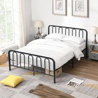 Metalen Bedframe Modern Platform Bed met Opbergruimte 208 x 164 x 101 cm Zwart