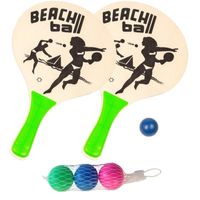 Houten beachball set groen met extra balletjes Houten beachball set groen met extra balletjes