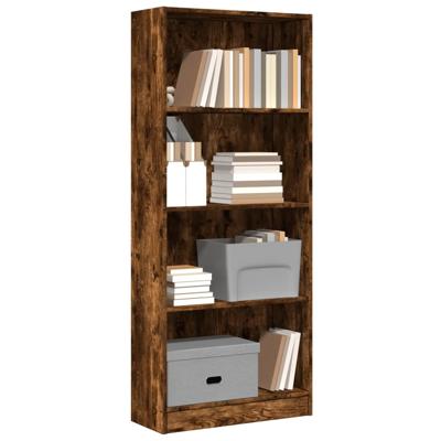 Boekenkast 60x24x143 cm bewerkt hout gerookt eikenkleurig