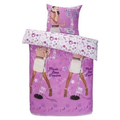 Comfort dekbedovertrek Violetta sings - roze - 140x200 cm