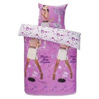 Comfort dekbedovertrek Violetta sings - roze - 140x200 cm