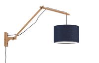 GOOD&MOJO Wandlamp 'Andes' Large, Bamboe en Eco linnen, kleur Denimblauw/Naturel