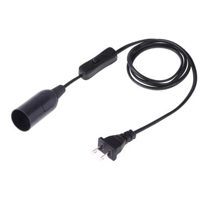 E14 Wire Cap schakelaar lamp houder kroonluchter stopcontact met 1.5 m verlengkabel US plug (zwart)