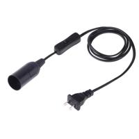 E14 Wire Cap schakelaar lamp houder kroonluchter stopcontact met 1.5 m verlengkabel US plug (zwart)