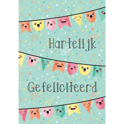 Wenskaarten Gefeliciteerd pak a 10 stuks