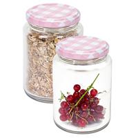 Weckpot/voorraadpot Classico - 2x - 500 ml - kunststof - draaideksel - roze - D7 x H11 cm - thumbnail