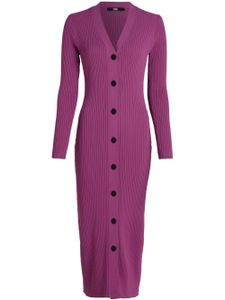 Karl Lagerfeld robe longue nervurée à boutonnière - Violet