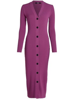 Karl Lagerfeld robe longue nervurée à boutonnière - Violet