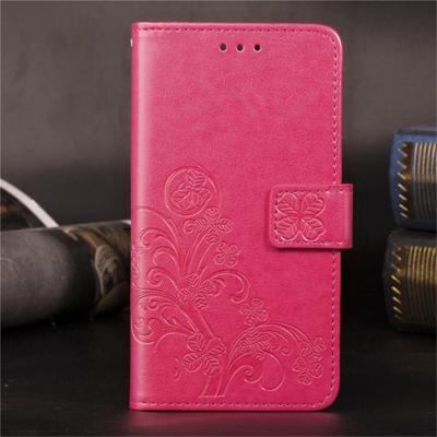 Lucky Clover ingedrukt bloemen patroon lederen case voor Huawei Honor 9X Pro met houder & kaartsleuven & portemonnee & hand strap (Rose)