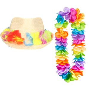 Carnaval verkleed set - Tropische Hawaii party - hoedje met bloemenslinger - volwassenen