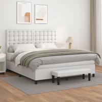 Boxspring met matras kunstleer wit 180x200 cm