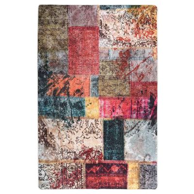 VidaXL Vloerkleed wasbaar anti-slip patchwork 80x150 cm meerkleurig