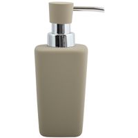 Zeeppompje/zeepdispenser Haiti - keramiek - taupe/zilver - 6 x 15 cm - 240 ml