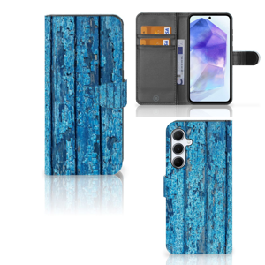 Samsung Galaxy A55 Book Style Case Wood Blue