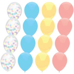 Feestversiering multi-kleuren-mix thema ballonnen 18x stuks 30 cm