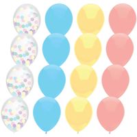 Feestversiering multi-kleuren-mix thema ballonnen 18x stuks 30 cm - thumbnail