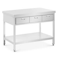 Roestvrijstalen werktafel - 120 x 60 cm - 436 kg - 3 lades - Royal Catering