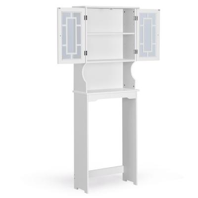 Ruimtebesparende Badkamer Ruimte Boven Het Toilet met 3 Planken Vrijstaand Toiletrek met Verstelbare Binnen Plank en Verzamelkast (Wit)