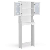 Ruimtebesparende Badkamer Ruimte Boven Het Toilet met 3 Planken Vrijstaand Toiletrek met Verstelbare Binnen Plank en Verzamelkast (Wit)