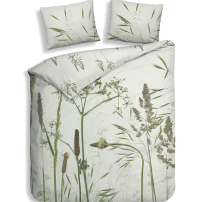 Dekbedovertrek Katoen-Satijn - Ona - Lits-Jumeaux XL (260x200 Cm) - Groen Katoen-satijn - Bloemen - Heckett Lane - Dekbed-Discounter.nl