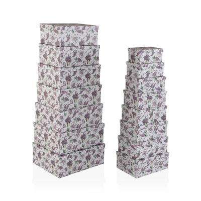 Set van opstapelbare opbergboxen Versa Karton Lavendel 10 Onderdelen