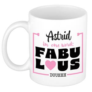 Naam mok Astrid - wit - Fabulous - keramiek - 300 ml - cadeau collega beker