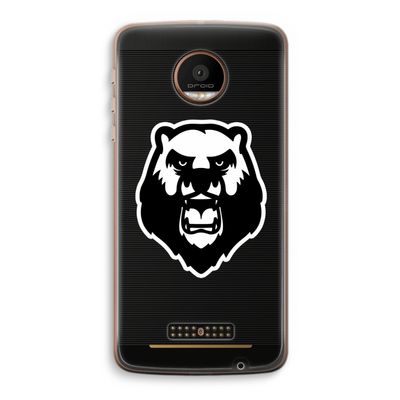 Angry Bear (white): Motorola Moto Z Force Transparant Hoesje