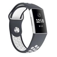 Twee kleuren ronde gat siliconen pols Band Watch Band voor Fitbit Charge 3 pols riem grootte: 145-210mm (grijs wit)