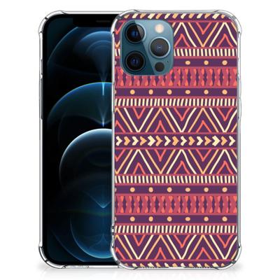 iPhone 12 | 12 Pro Doorzichtige Silicone Hoesje Aztec Paars iPhone 12 | 12 Pro Doorzichtige Silicone Hoesje Aztec Paars