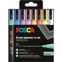 Uni POSCA paintmarker PC-3M, 1,5 mm, etui van 8 stuks in geassorteerde zachte kleuren
