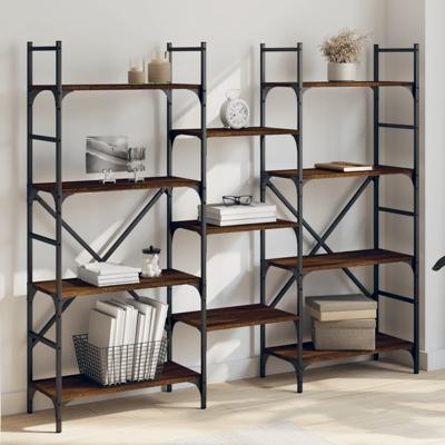 Boekenkast 160x28,5x136,5 cm bewerkt hout bruin eikenkleur
