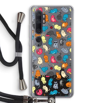 Kleurrijke katten: Xiaomi Mi Note 10 Pro Transparant Hoesje met koord