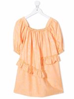 Andorine robe fleurie à manches bouffantes - Orange