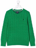 POLO RALPH LAUREN KIDS pull en maille torsadée à encolure ronde - Vert