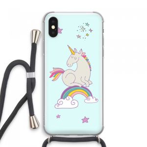 Regenboog eenhoorn: iPhone XS Max Transparant Hoesje met koord