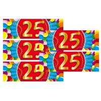 5x 25 Jaar leeftijd stickers 19 x 6 cm verjaardag versiering