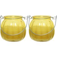 2x citronella kaarsen in glas - 15 branduren - D8 x H8 cm - geel - thumbnail