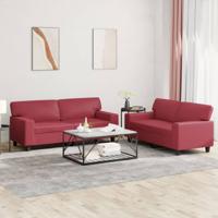 2-delige Loungeset kunstleer wijnrood