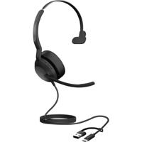 Jabra Evolve2 50 On Ear headset Telefoon Kabel Mono Zwart Ruisonderdrukking (microfoon), Noise Cancelling Headset, Mono, Microfoon uitschakelbaar (mute),