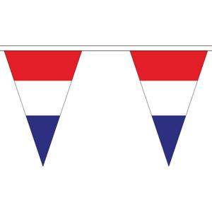 Nederland vlaggenlijn - 5 meter - 12 puntvlaggetjes - polyester - tweezijdig bedrukt