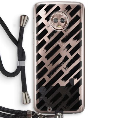 Zwarte vegen: Motorola Moto G6 Transparant Hoesje met koord