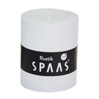 Spaas rustieke cilinderkaars/stompkaars - 1x - wit - 7 x 8 cm - 30 branduren