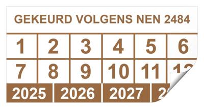Keuringssticker gekeurd volgens NEN 2484 rechthoek zelfklevende folie 50 x 25 mm - 100 stuks (op rol)