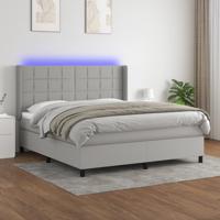 Boxspring met matras en LED stof lichtgrijs 160x200 cm
